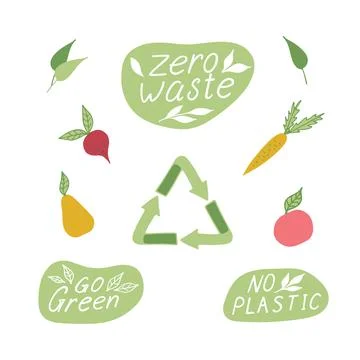 Zero waste lettering quotes set. Stock Illustration