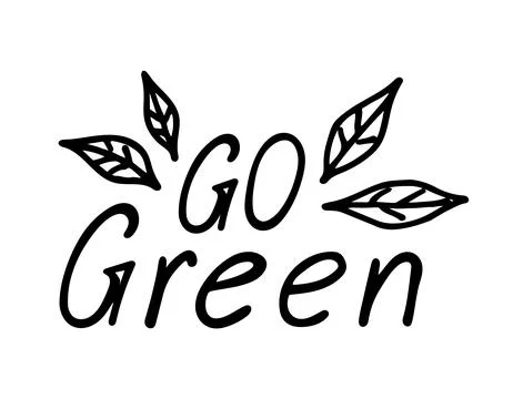 Zero waste lettering with text Go Green. Stock Illustration