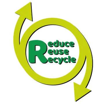 Zero waste lettering text sign or logo. Waste management concept. Reduce, reuse Stock Illustration