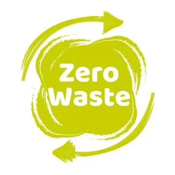 Zero waste lettering text sign or logo. Waste management concept. Reduce, reuse Stock Illustration
