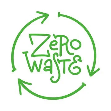 Zero waste lettring text in arrow circle. Handwritten quote, motivational line 스톡 일러스트