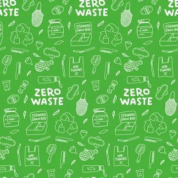 Zero Waste linear elements seamless pattern. Graphic doodle objects with イラスト素材