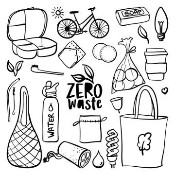Zero waste logo reusable reusable items or products - Eco style Stock Illustration
