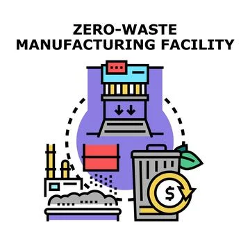 Zero waste manufacturing facility implementing sustainable production process Stock Illustration