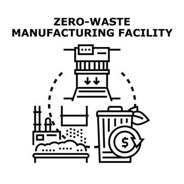 Zero waste manufacturing facility implementing sustainable production process Stock Illustration