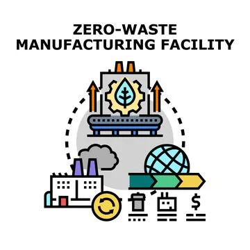 Zero waste manufacturing facility producing sustainable economic growth Stock Illustration