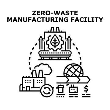Zero waste manufacturing facility producing sustainable economic growth Stock Illustration