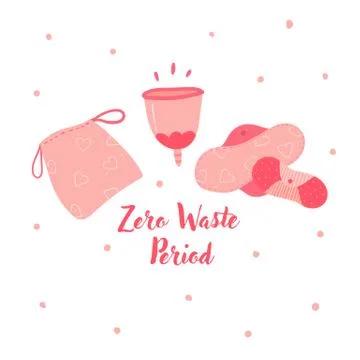 Zero waste menstrual cup and hygiene cycle pads Stock Illustration