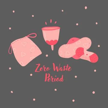 Zero waste menstrual cup and hygiene cycle pads Stock Illustration