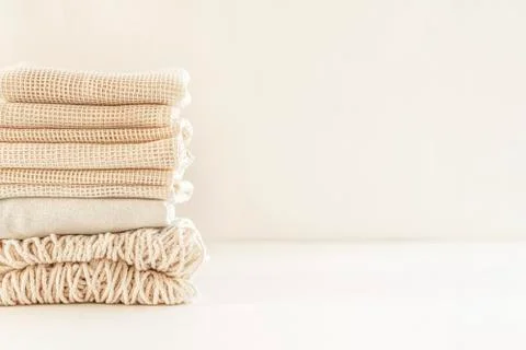 Zero waste minimal composition with tring and canvas bags for storage. Stock Photos