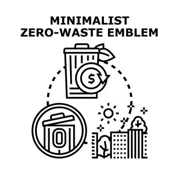 Zero waste minimalist emblem for ecological economy Stock Illustration