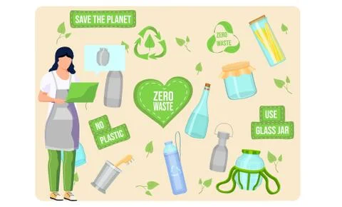 Zero waste. No plastic. Use natural package. Save the planet concept. Recycling Stock-Illustration