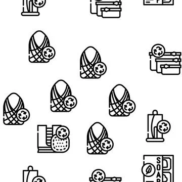 Zero Waste Products Vector Seamless Pattern Stock Illustration