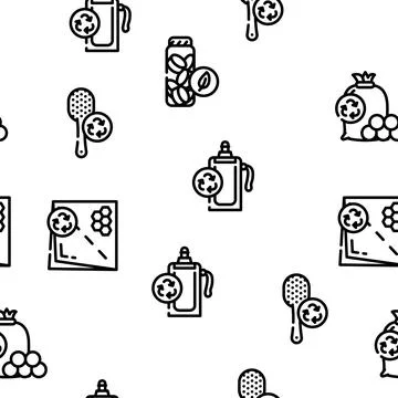Zero Waste Products Vector Seamless Pattern Stock Illustration