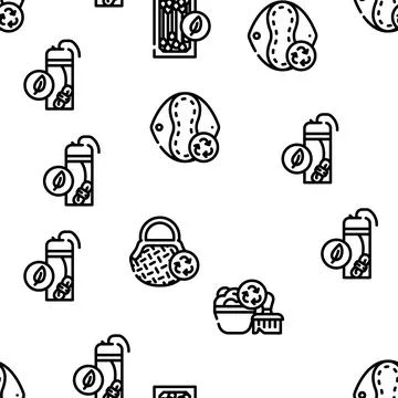Zero Waste Products Vector Seamless Pattern Stock Illustration