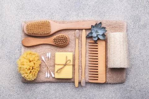 Zero waste reusable bathroom items Stock Photos