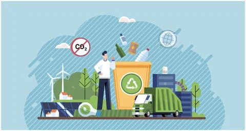 Zero waste save energy, go green, save water, save the planet. Eco, nature, love Ilustração Stock