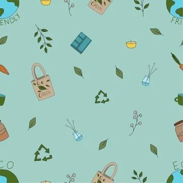 Zero waste seamless pattern. Hand drawn vector illustration. Illustration