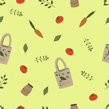 Zero waste seamless pattern. Hand drawn vector illustration. Eco friendly. Stock Illustration