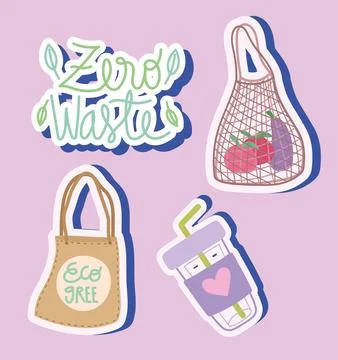 Zero waste stickers Stock Illustration