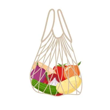 Zero waste string bag vector. No plastic. Eco-friendly zero waste template Stockillustratie