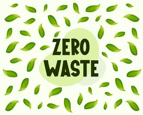 Zero waste text and green leaves pattern. Stock Illustration