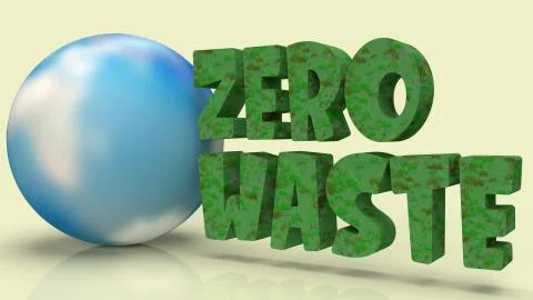 Zero waste text and world 3d rendering for eco content. Stock Illustration
