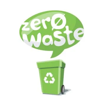 Zero Waste text Sign with Garbage Bin Stock Illustration