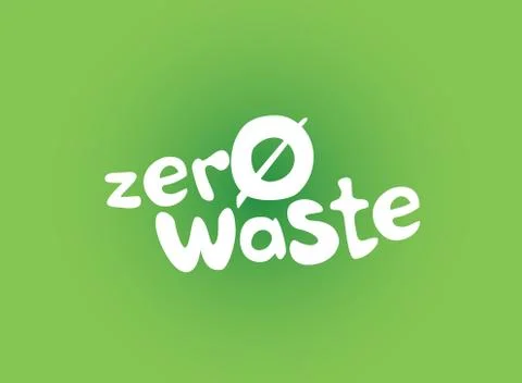 Zero Waste Text Sign on Green Background Stock Illustration