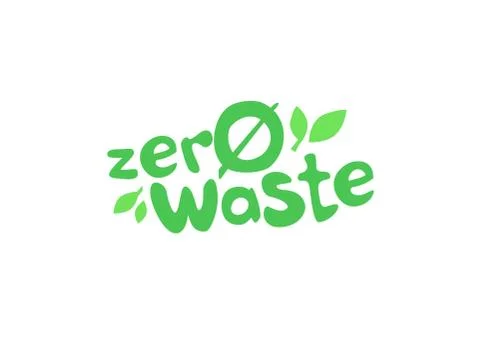 Zero Waste Text Title Sign with Leaves Stock Illustration