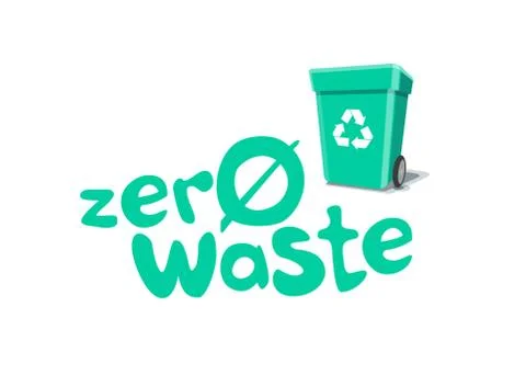 Zero Waste Title Sign with Garbage Bin Stock Illustration