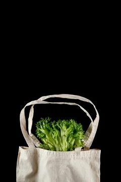 Zero waste use less plastic concept. Fresh vegetables organic in eco cotton Stock Photos
