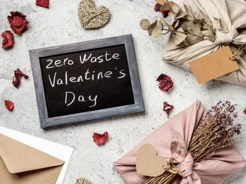 Zero waste Valentine's Day concept, copy space 스톡 사진