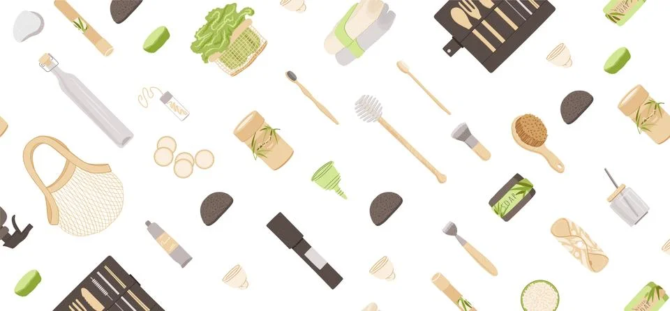 Zero Waste Vector background in Minimalism Style, with Reusable and Recycle Zero Stock Illustration