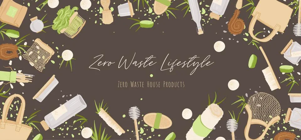 Zero Waste Vector Concept illustration in Minimalism Style, with Reusable and Stock Illustration