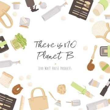 Zero Waste Vector Concept illustration in Minimalism Style, with Reusable and Stock Illustration