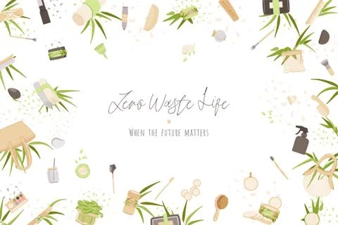 Zero Waste Vector Concept illustration in Minimalism Style, with Reusable and Stock Illustration