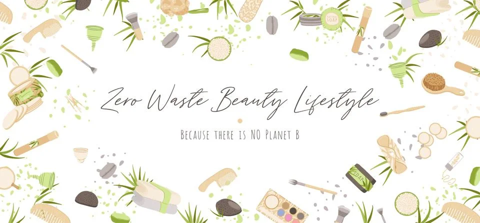 Zero Waste Vector Concept illustration in Minimalism Style, with Reusable and Stock Illustration