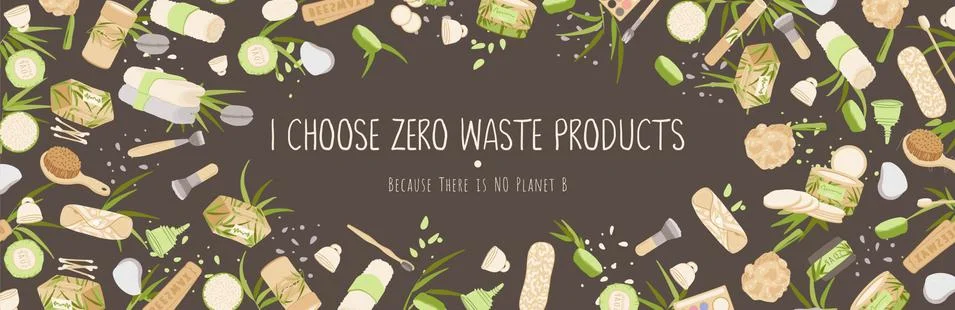 Zero Waste Vector Concept illustration in Minimalism Style, with Reusable and Stock Illustration