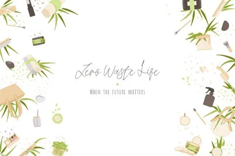 Zero Waste Vector Concept illustration in Minimalism Style, with Reusable and Stock Illustration