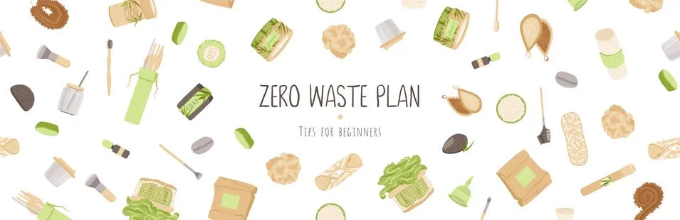 Zero Waste Vector Concept illustration in Minimalism Style, with Reusable and Stock Illustration