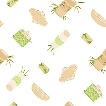 Zero Waste Vector Seamless Pattern in Minimalism Style, with Reusable and Stock Illustration