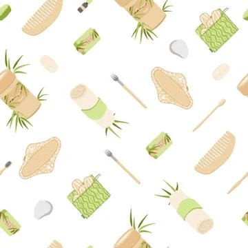 Zero Waste Vector Seamless Pattern in Minimalism Style, with Reusable and Stock Illustration