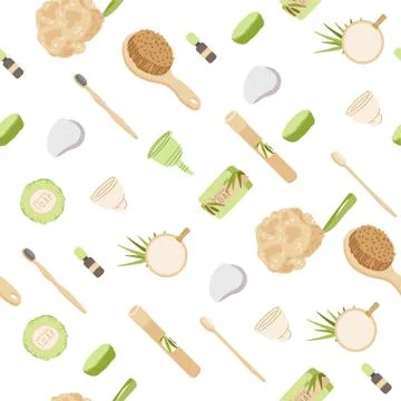 Zero Waste Vector Seamless Pattern in Minimalism Style, with Reusable and Stock Illustration