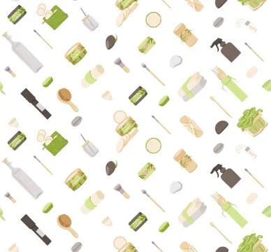 Zero Waste Vector Seamless Pattern in Minimalism Style, with Reusable and Stock Illustration