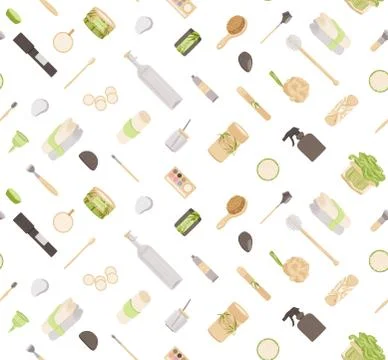 Zero Waste Vector Seamless Pattern in Minimalism Style, with Reusable and Stock Illustration