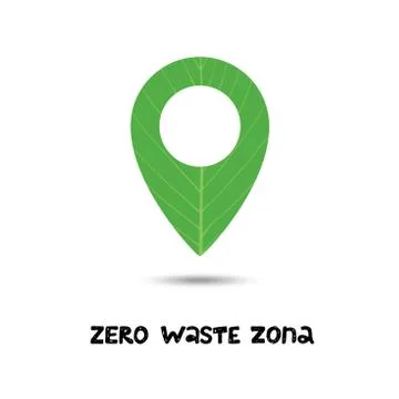 Zero waste zone. Green location icon. ECO icon. Ecology friendly. No Plastic and Stock Illustration