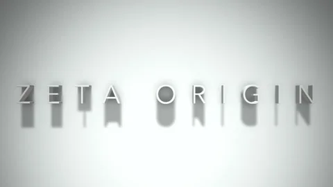 Zeta Origin 3D title animation with shadows on a white background Stock Footage 296694438