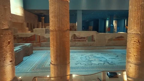 Zeugma Mosaic Museum, one of the largest mosaic collection in the world. 스톡 동영상 169606371