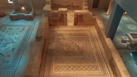 Zeugma Mosaic Museum, one of the largest mosaic collection in the world. Stock Footage 169606405